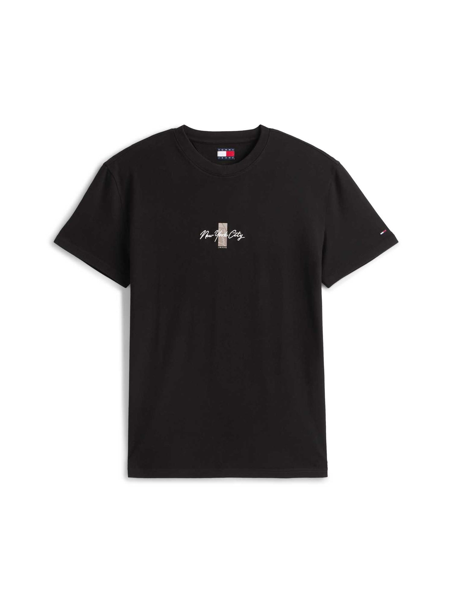 Tommy Jeans, t-shirt nera da uomo con logo ricamato