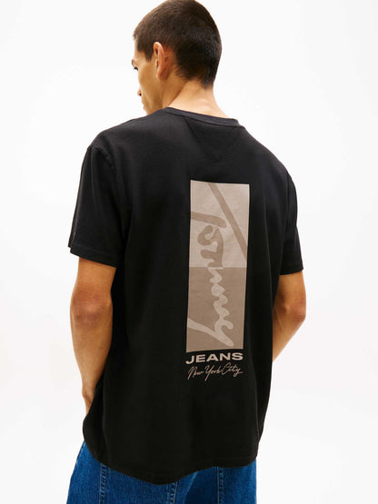 Tommy Jeans, t-shirt nera da uomo con logo ricamato