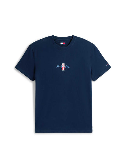 T-shirt Tommy Jeans blu da uomo con logo ricamato