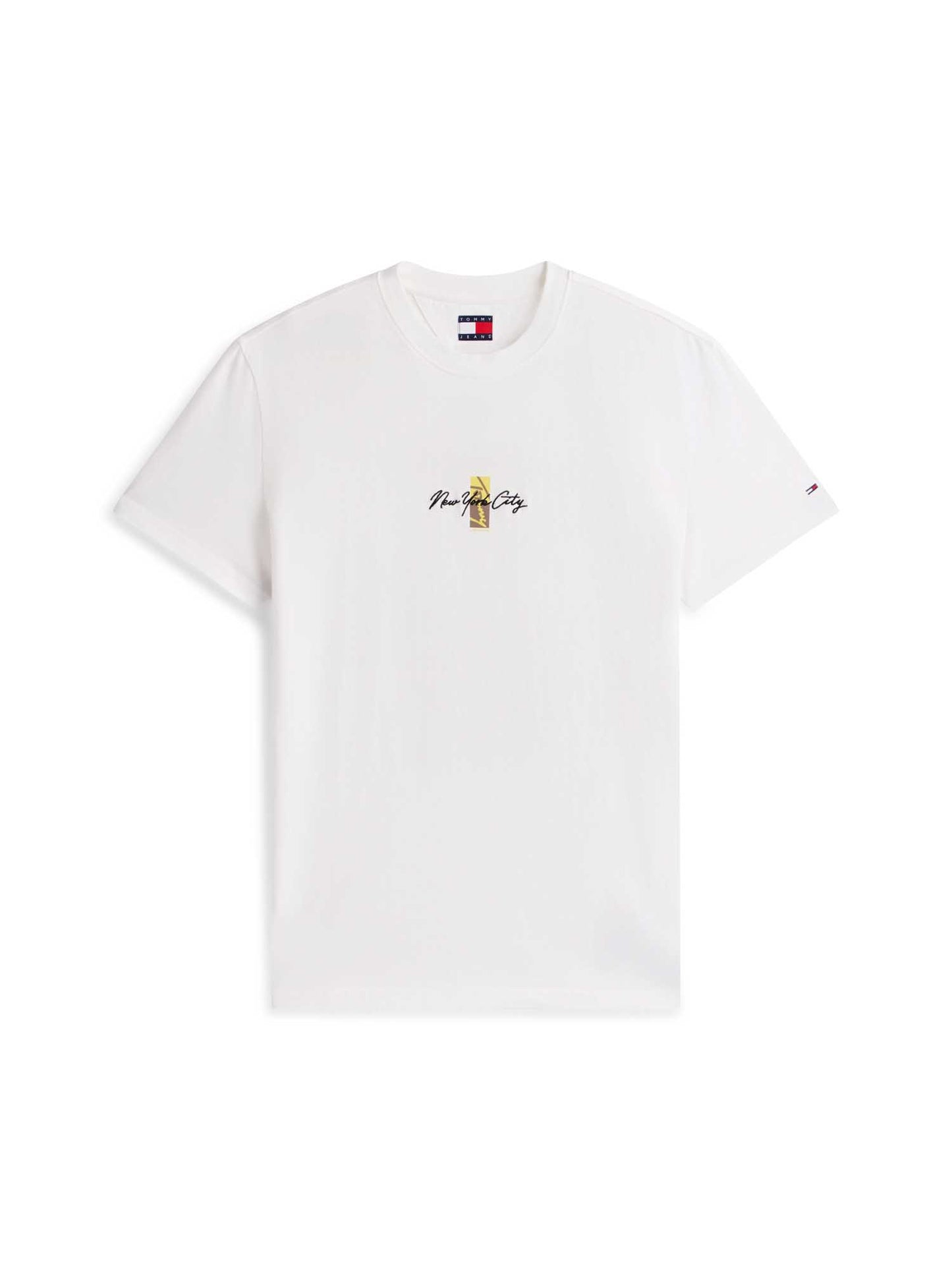 T-shirt bianca Tommy Jeans con logo ricamato da uomo