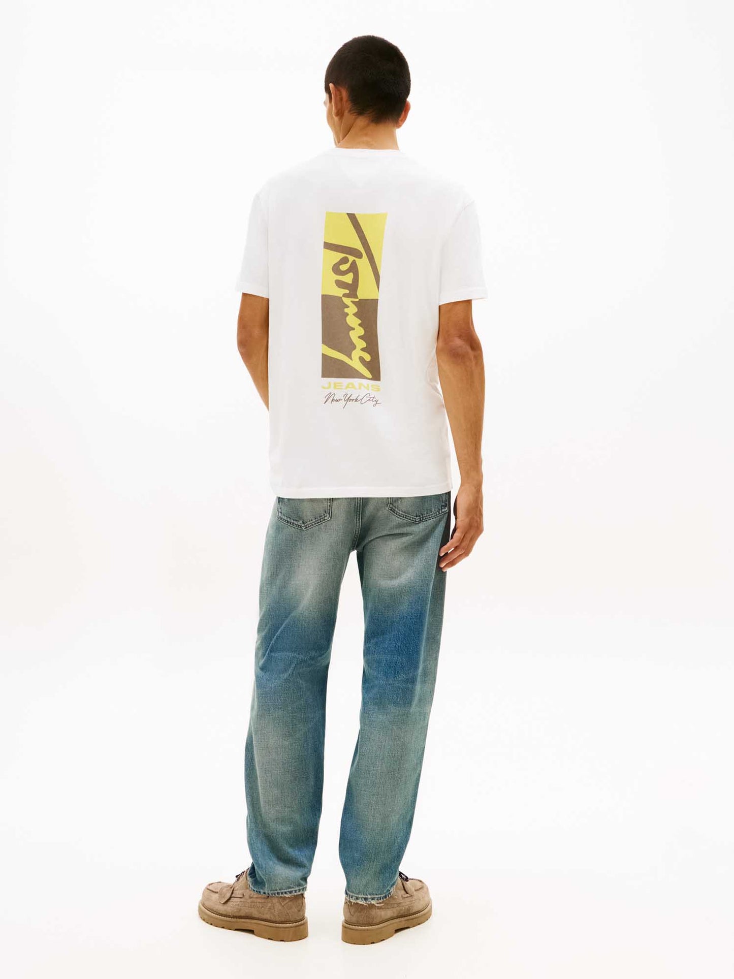 T-shirt bianca Tommy Jeans con logo ricamato da uomo