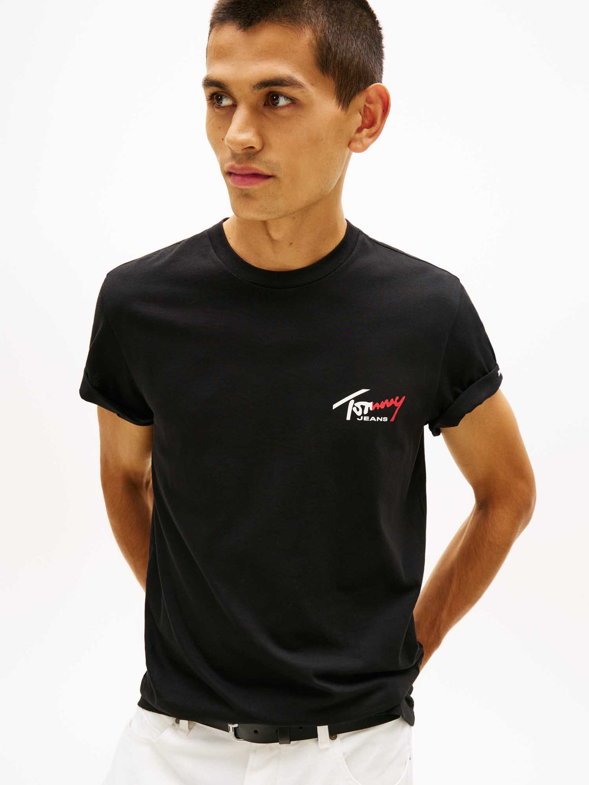 Tommy jeans sign che t-shirt da uomo nero