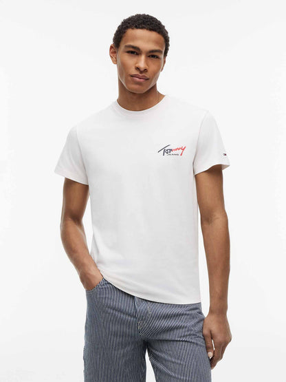 Tommy Hilfiger TJM Slim Sign, t-shirt maniche corte da uomo bianca