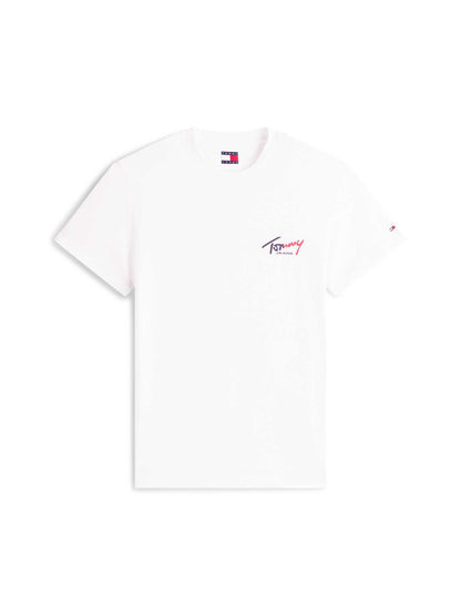 T-shirt bianca da uomo Tommy Jeans con logo ricamato e vestibilità regular