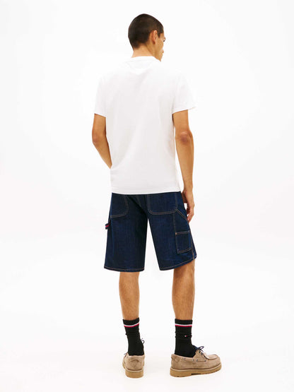 T-shirt bianca da uomo Tommy Jeans con logo ricamato e vestibilità regular