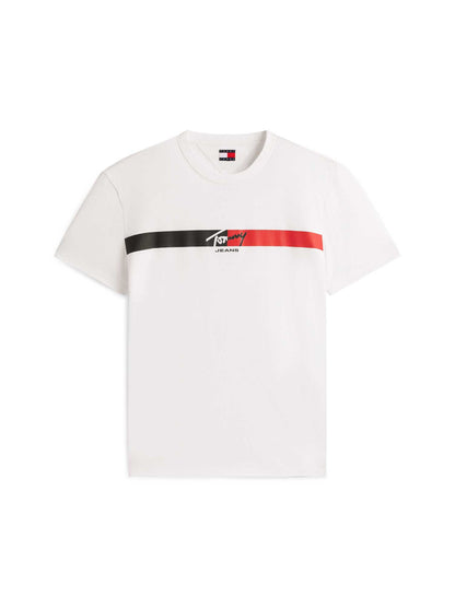 T-shirt bianca Tommy Jeans con logo stampato da uomo