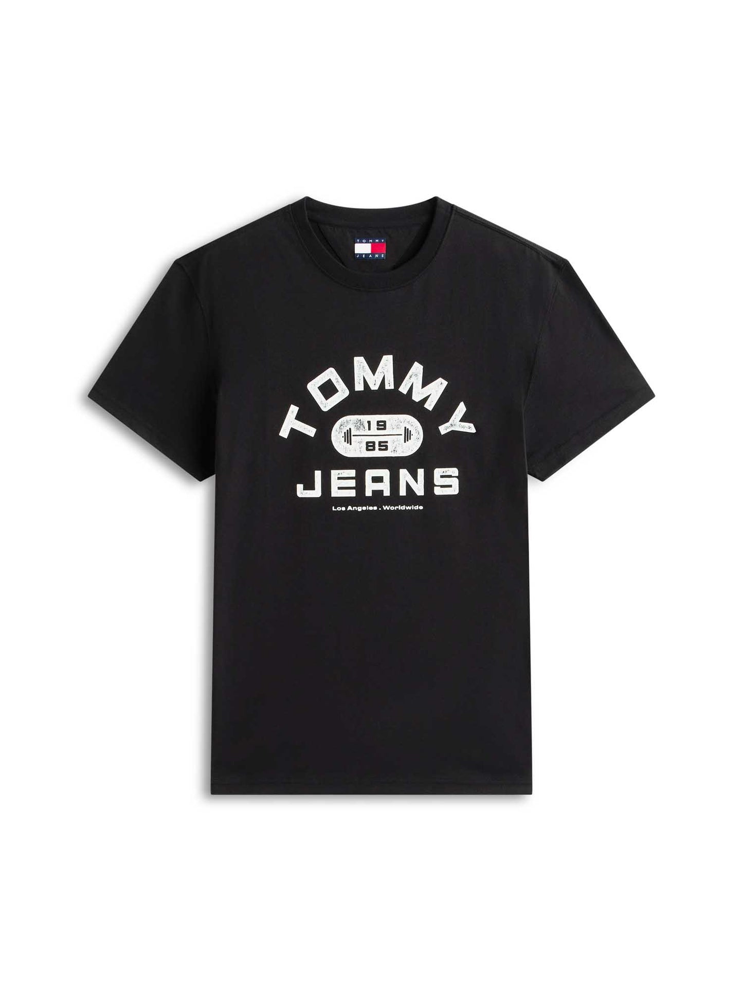 T-shirt nera Tommy Jeans con grafica logata da uomo