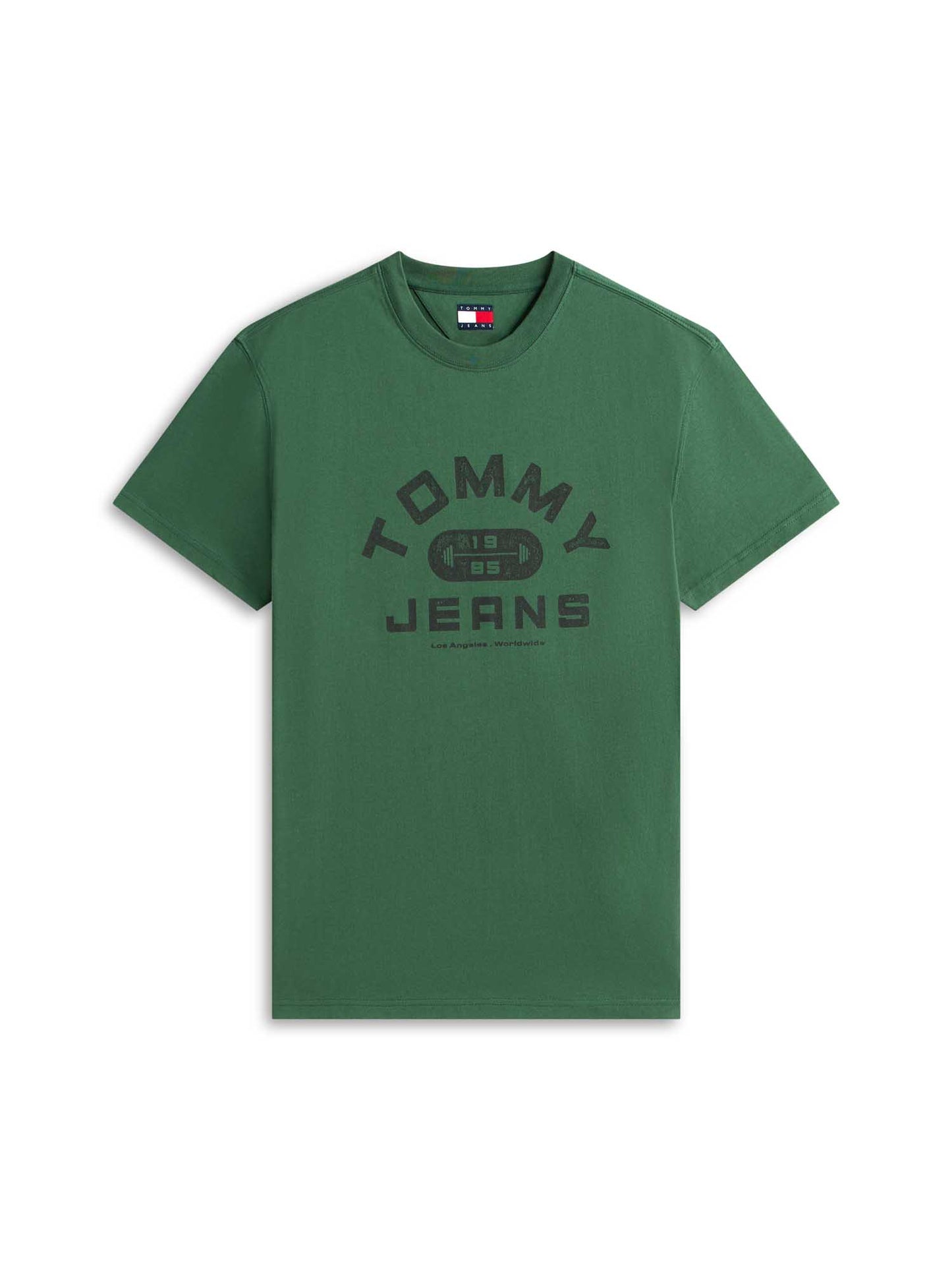 T-shirt verde Tommy Jeans con grafica logata da uomo