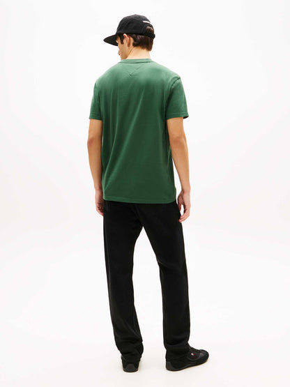 T-shirt verde Tommy Jeans con grafica logata da uomo