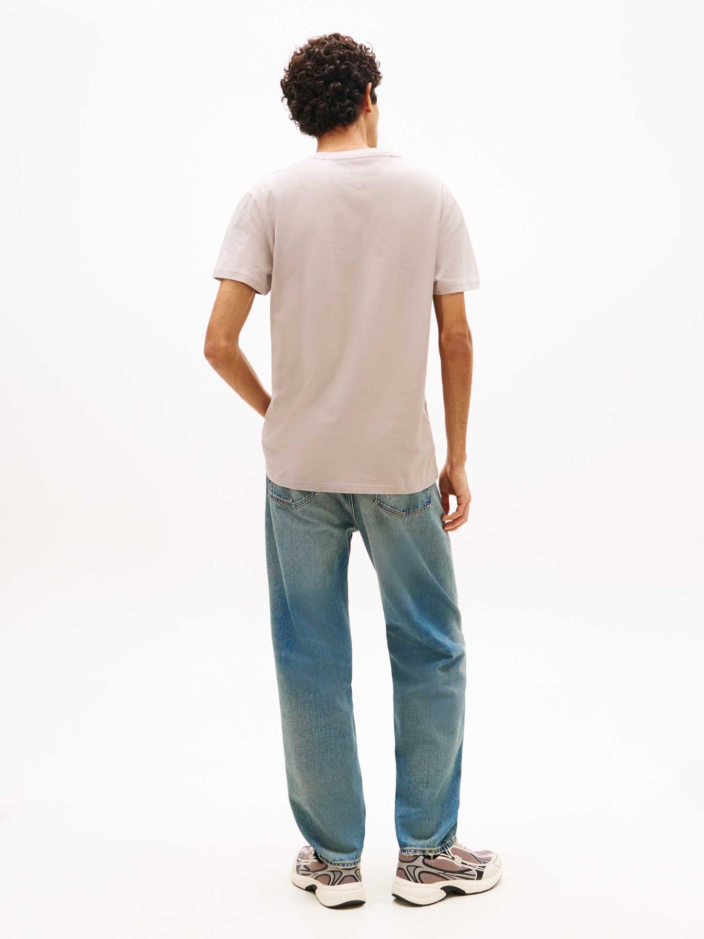 T-shirt beige Tommy Jeans con grafica logata e girocollo da uomo