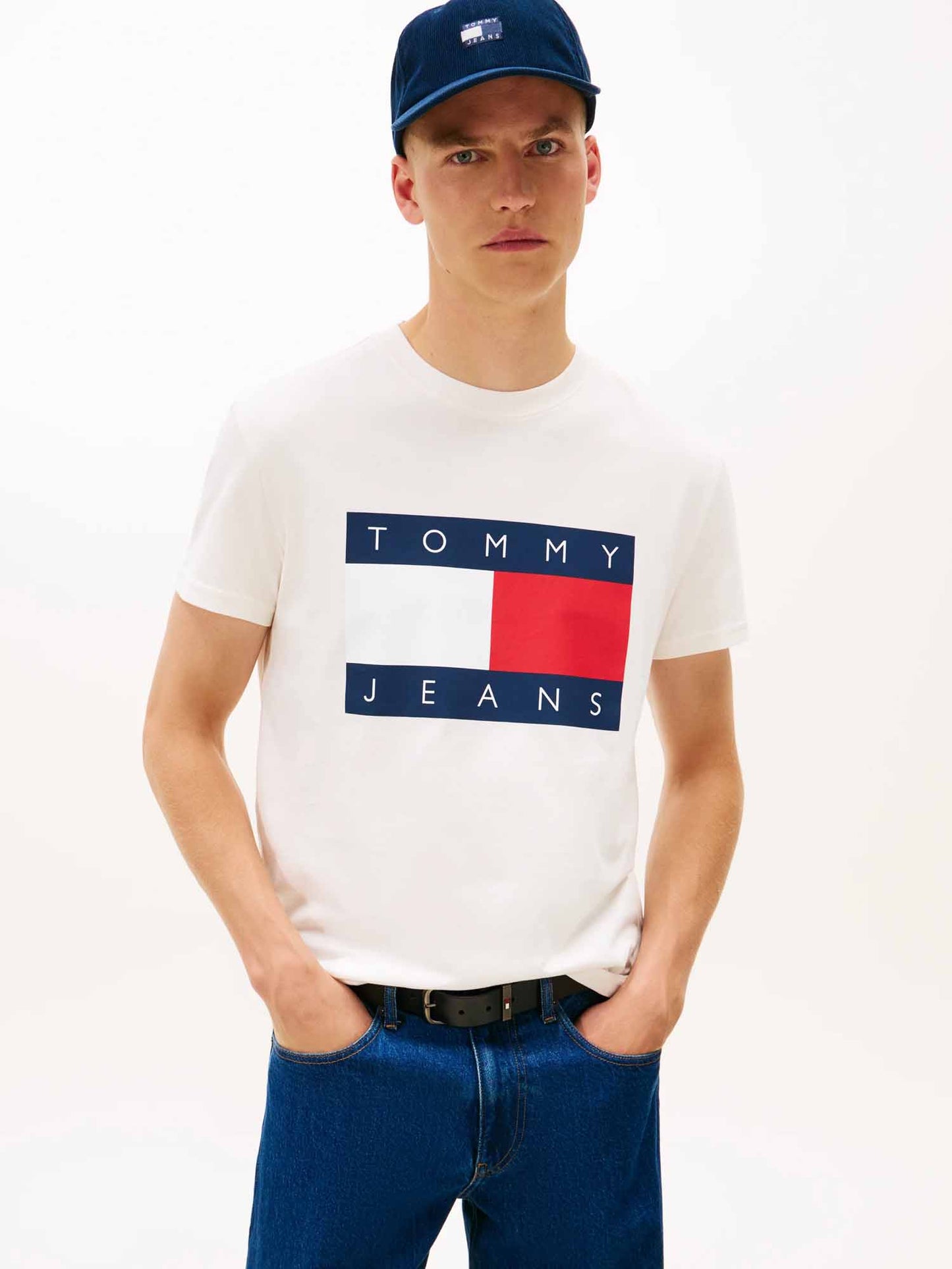 Tommy Hilfiger Tommy Jeans Big Flag, t-shirt maniche corte da uomo bianca