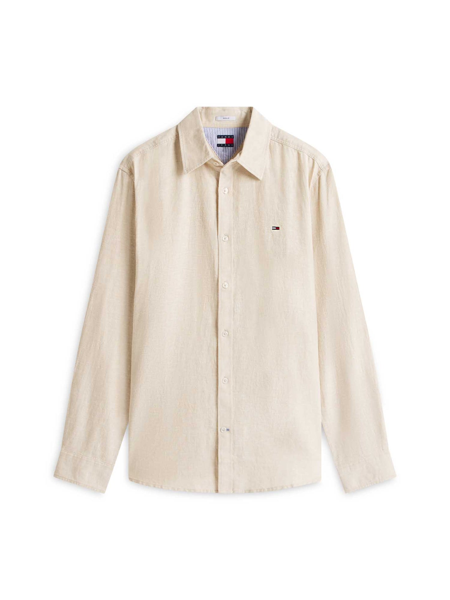 Camicia unisex Tommy Jeans Regular Fit in lino e cotone beige