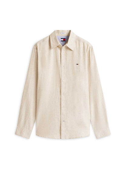 Camicia unisex Tommy Jeans Regular Fit in lino e cotone beige