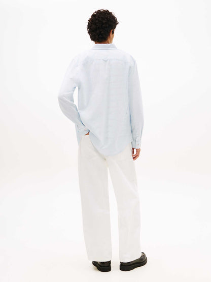 Camicia unisex Tommy Jeans in lino e cotone colore azzurro