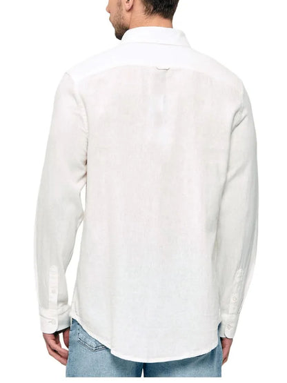 Camicia uomo in lino bianca Tommy Hilfiger dal taglio regular