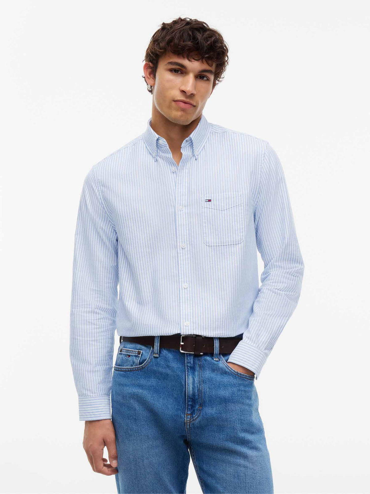 Tommy Hilfiger Tommy Jeans Oxford, camicia da uomo azzurra