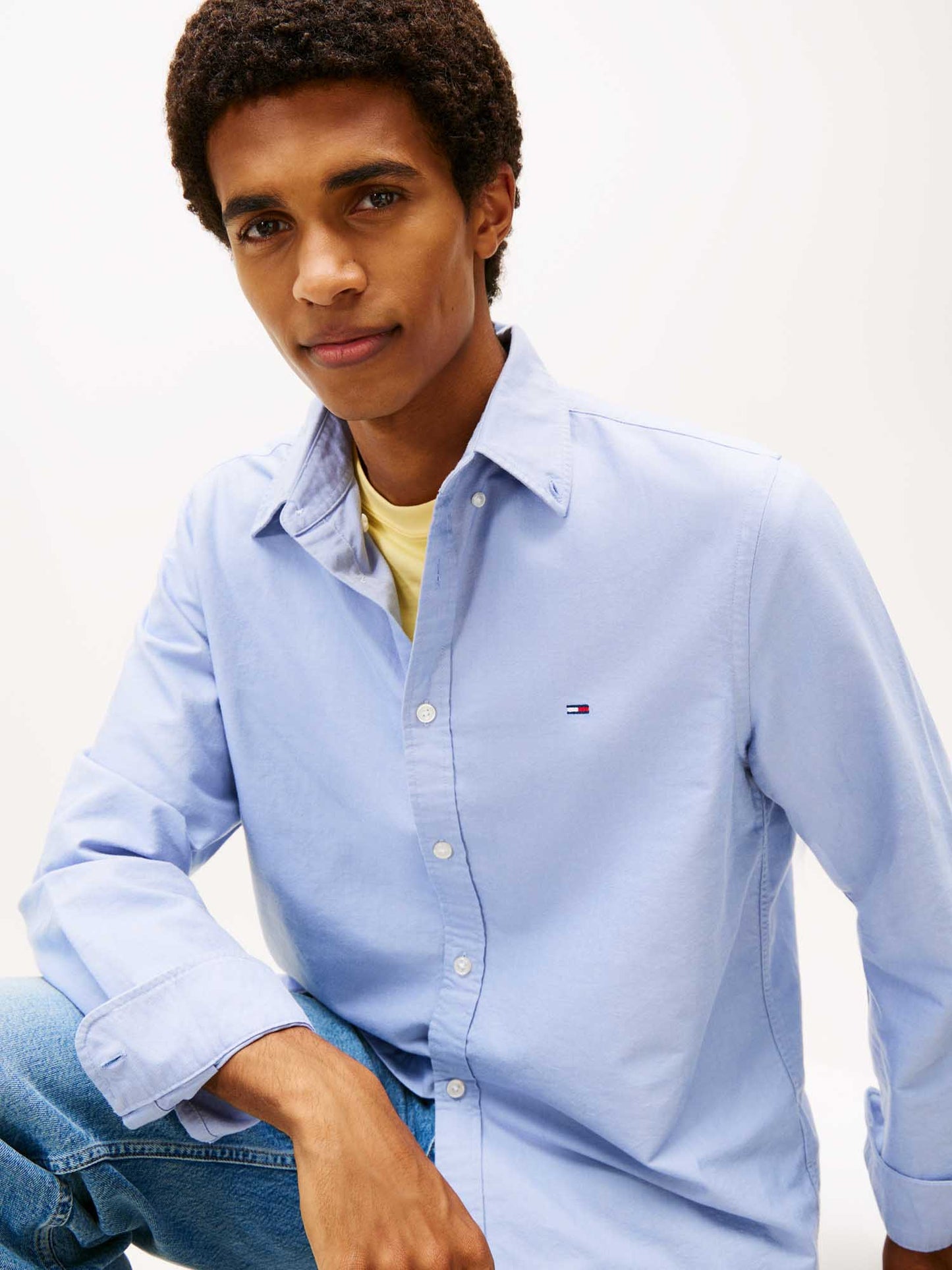 Camicia Oxford celeste Tommy Jeans button-down da uomo