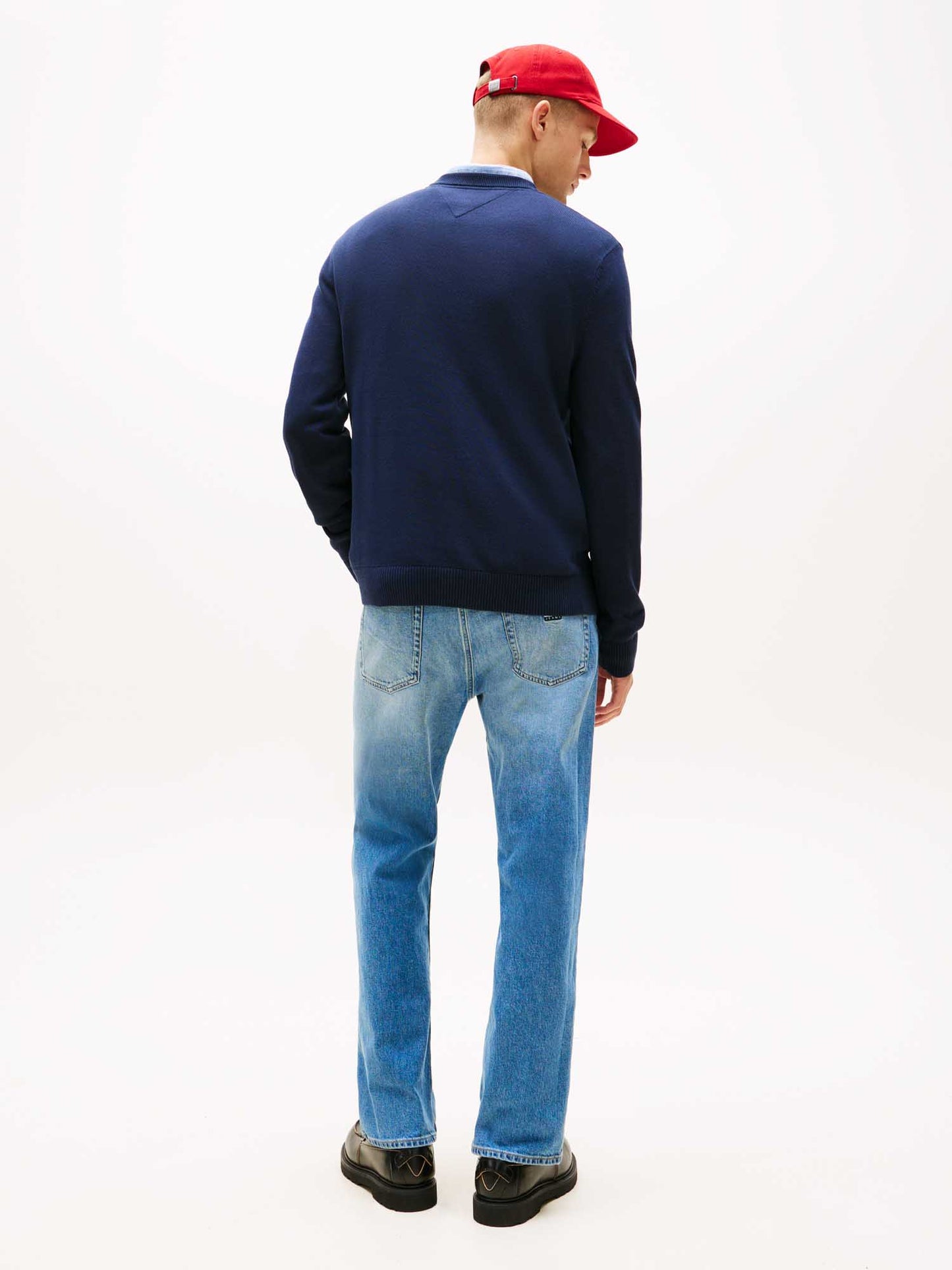 Pullover girocollo slim fit blu Tommy Jeans da uomo