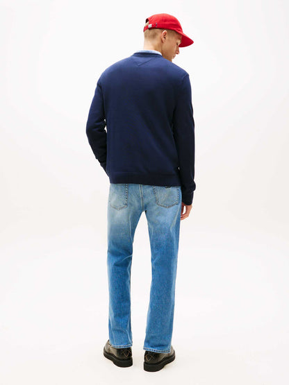 Pullover girocollo slim fit blu Tommy Jeans da uomo