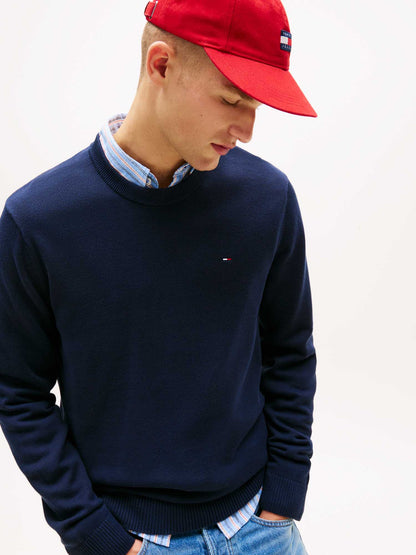 Pullover girocollo slim fit blu Tommy Jeans da uomo