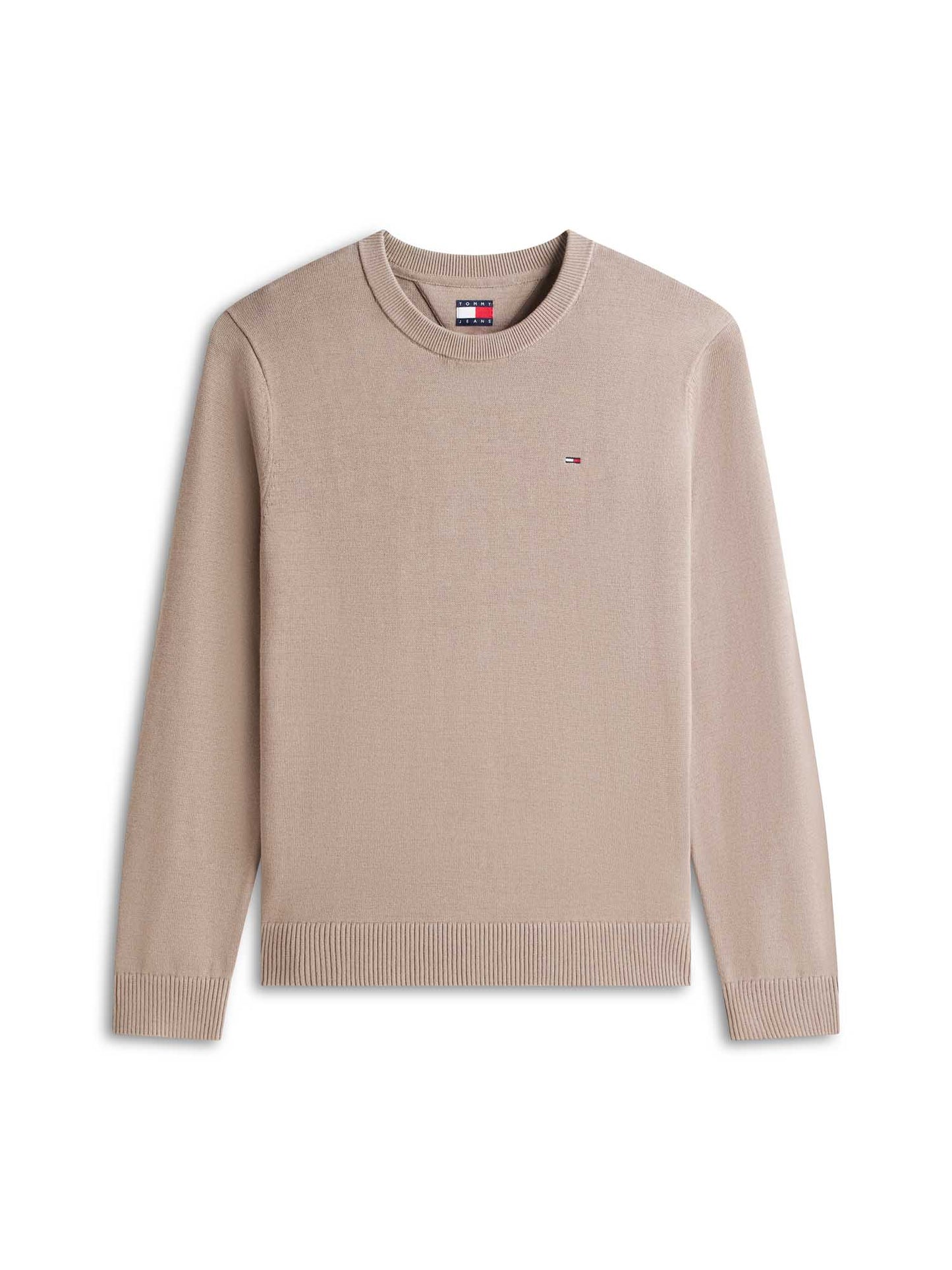 Pullover girocollo beige slim fit Tommy Jeans da uomo