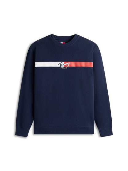 Felpa girocollo blu Tommy Jeans con logo da uomo