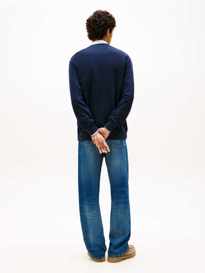 Felpa girocollo blu Tommy Jeans con logo da uomo