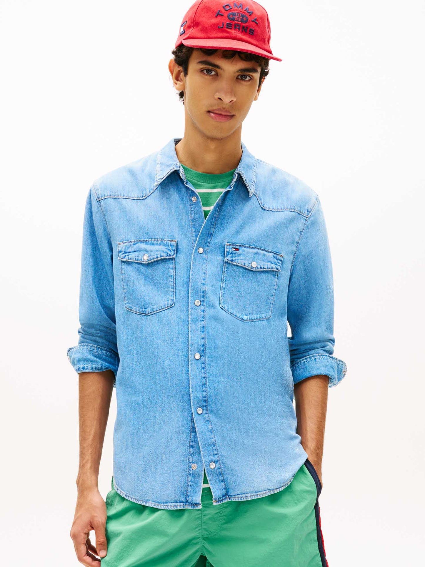 Camicia in denim regular da uomo Tommy Jeans per look casual