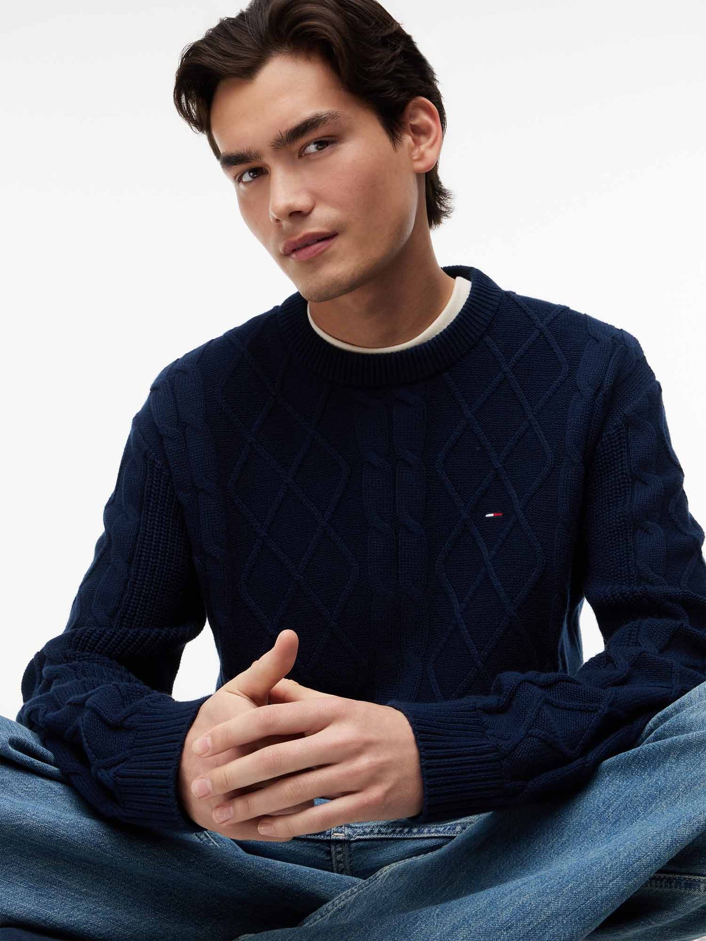 Tommy Hilfiger Tommy Jeans Cable, maglia da uomo blu