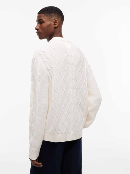 Tommy Hilfiger Tommy Jeans Cable, maglia da uomo panna