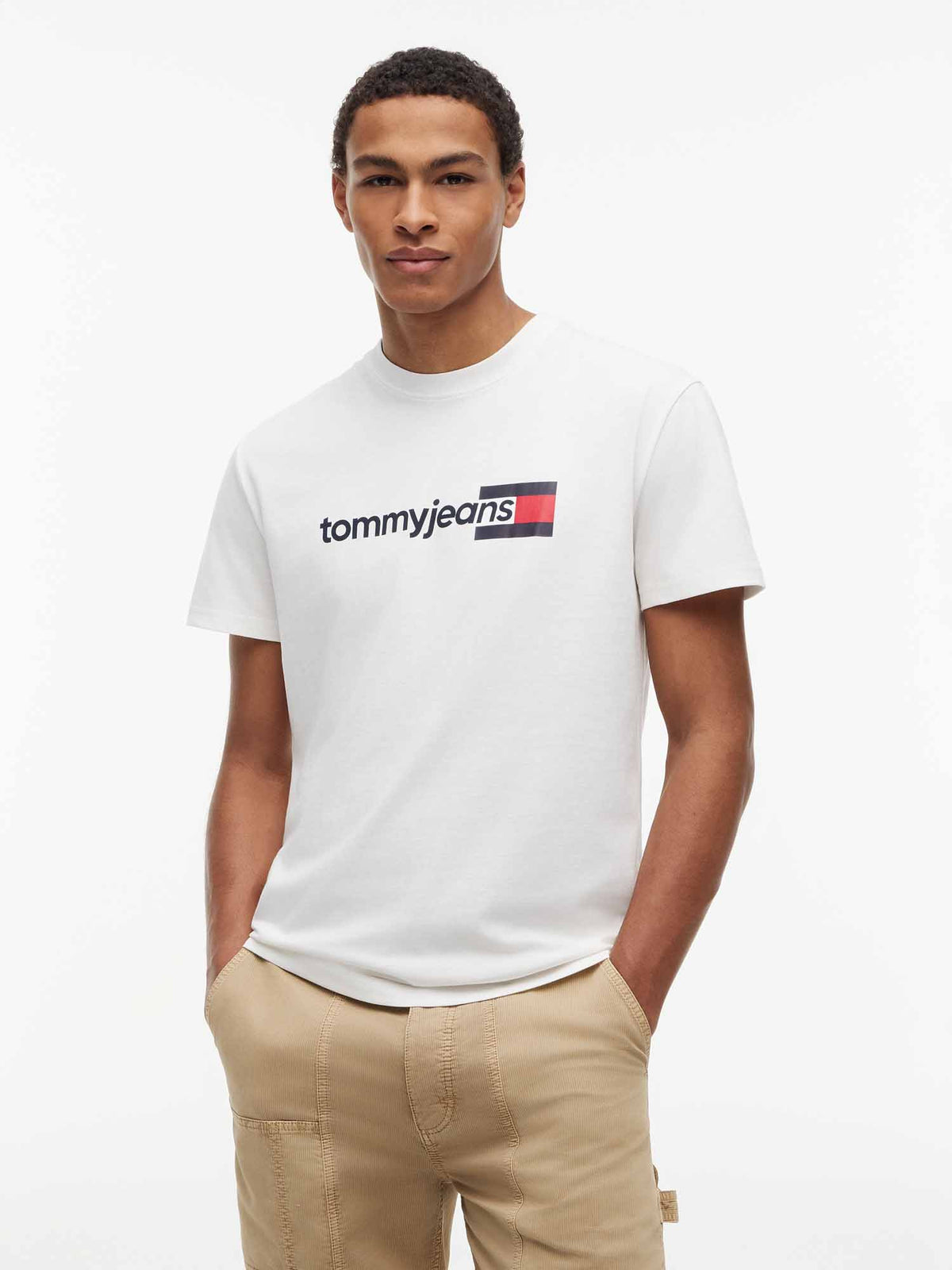 Tommy jeans entry dn t-shirt da uomo bianco