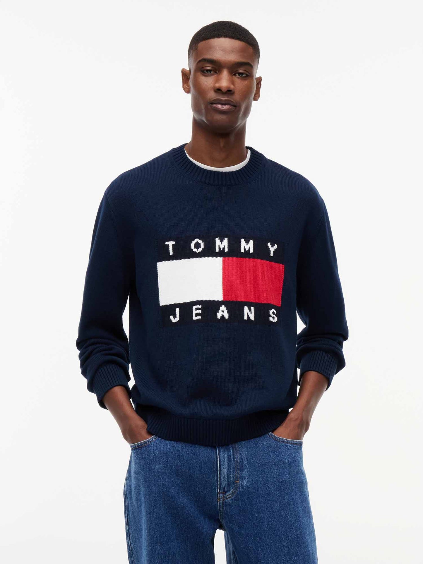 Tommy Hilfiger Tommy Jeans Flag Swe, maglia da uomo blu