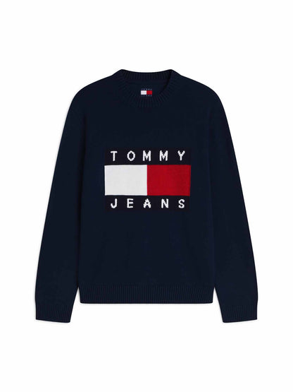 Tommy Hilfiger Tommy Jeans Flag Swe, maglia da uomo blu