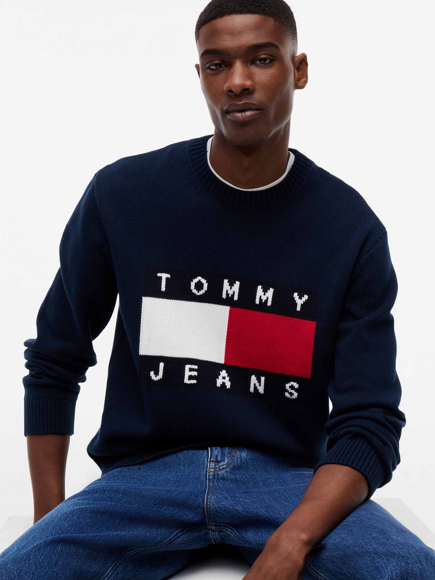 Tommy Hilfiger Tommy Jeans Flag Swe, maglia da uomo blu
