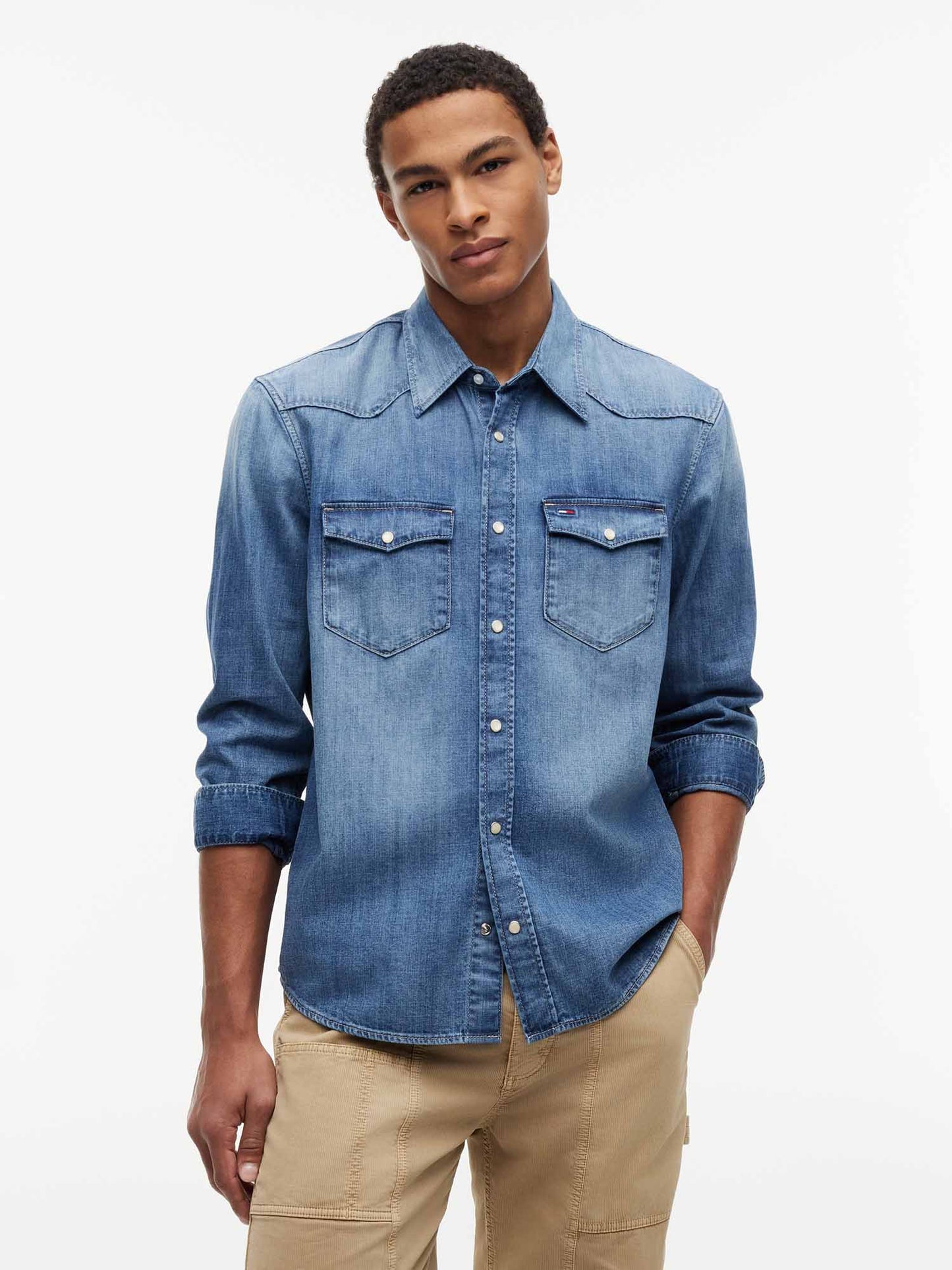 Tommy Hilfiger Tommy Jeans Western, camicia da uomo denim