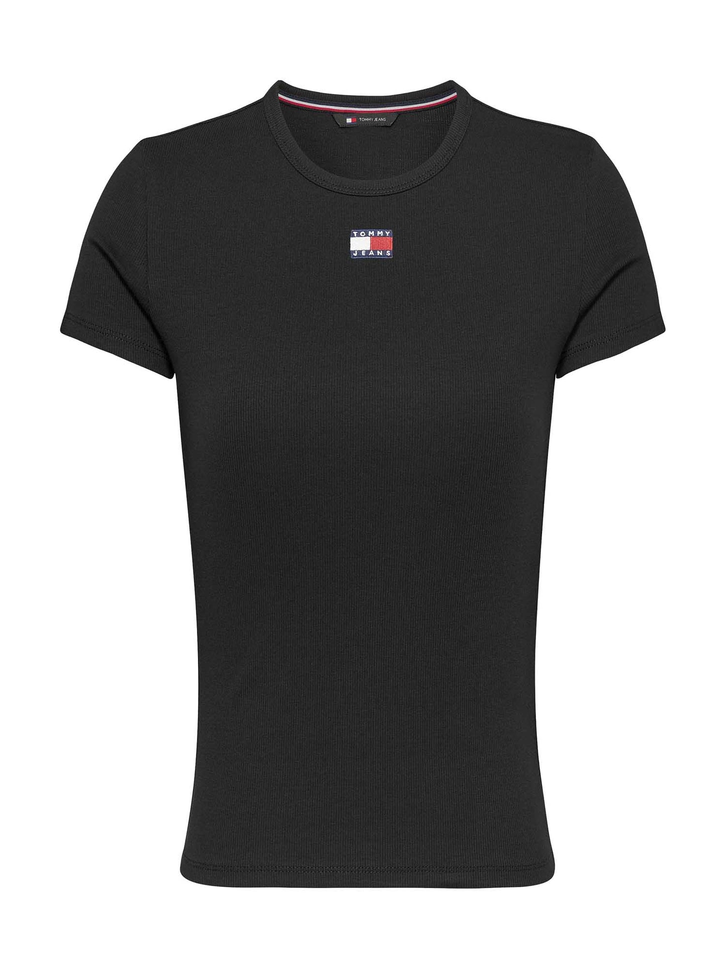 T-SHIRT SLIM BADGE TOMMY JEANS DONNA NERO