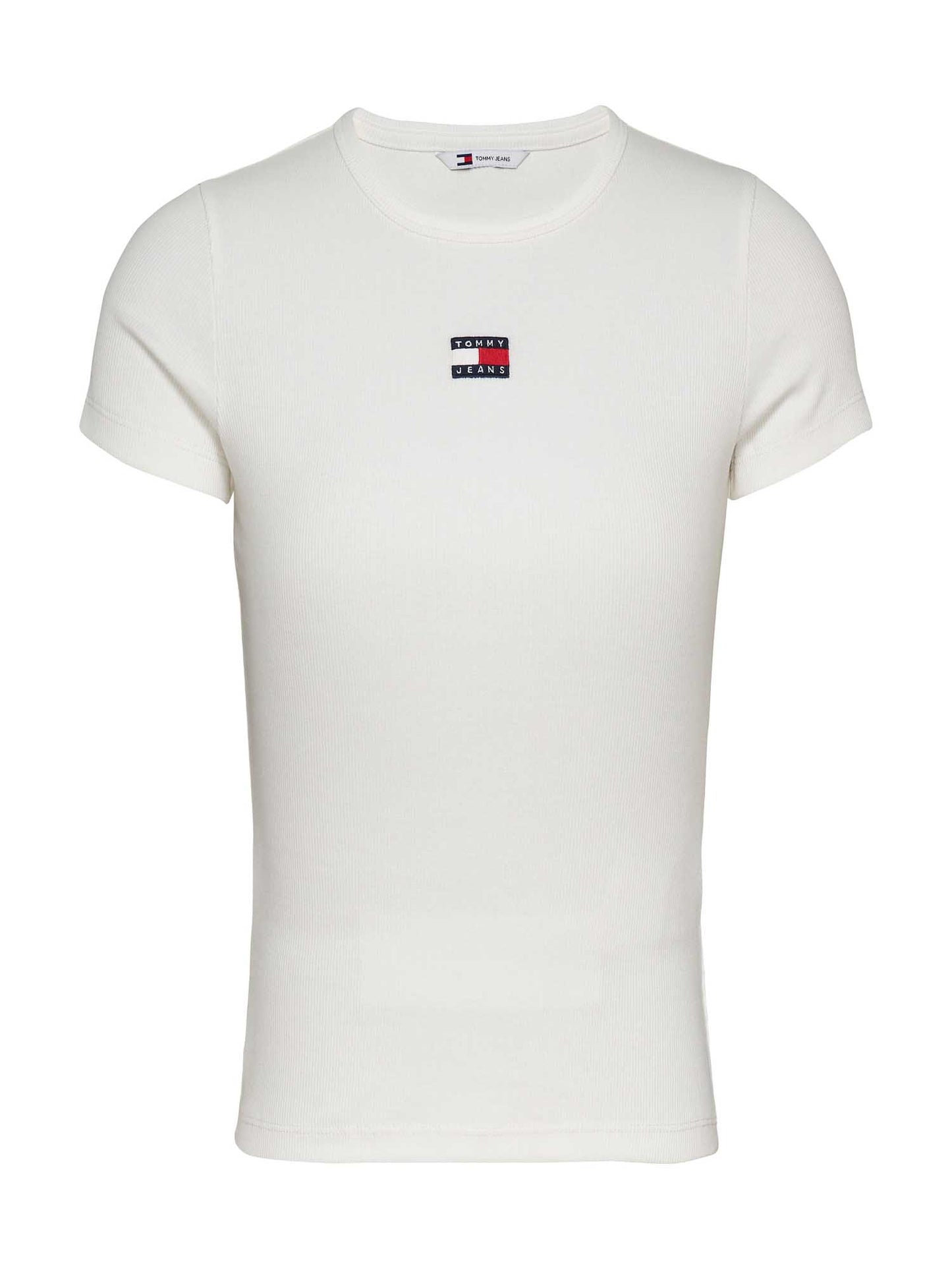 T-SHIRT BIANCA SLIM TOMMY JEANS A COSTINE DA DONNA