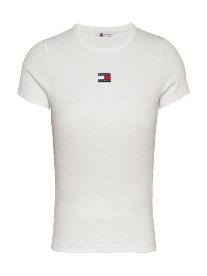 T-SHIRT BIANCA SLIM TOMMY JEANS A COSTINE DA DONNA