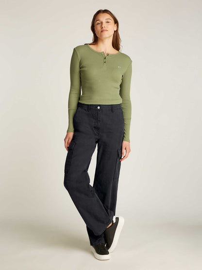 PANTALONE CARGO MIA RELAXED TOMMY JEANS DONNA NERO