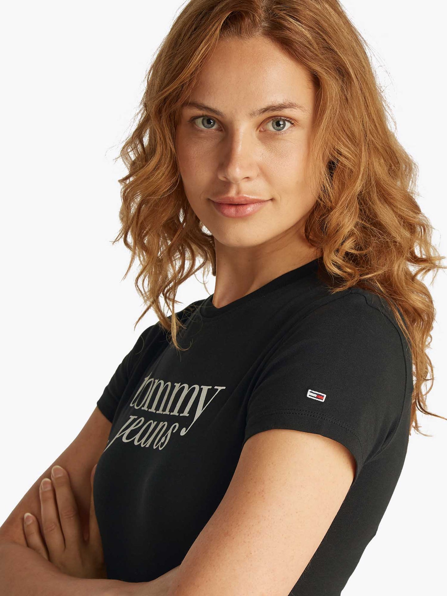 T-SHIRT SLIM ESSENTIAL TOMMY JEANS DONNA NERO