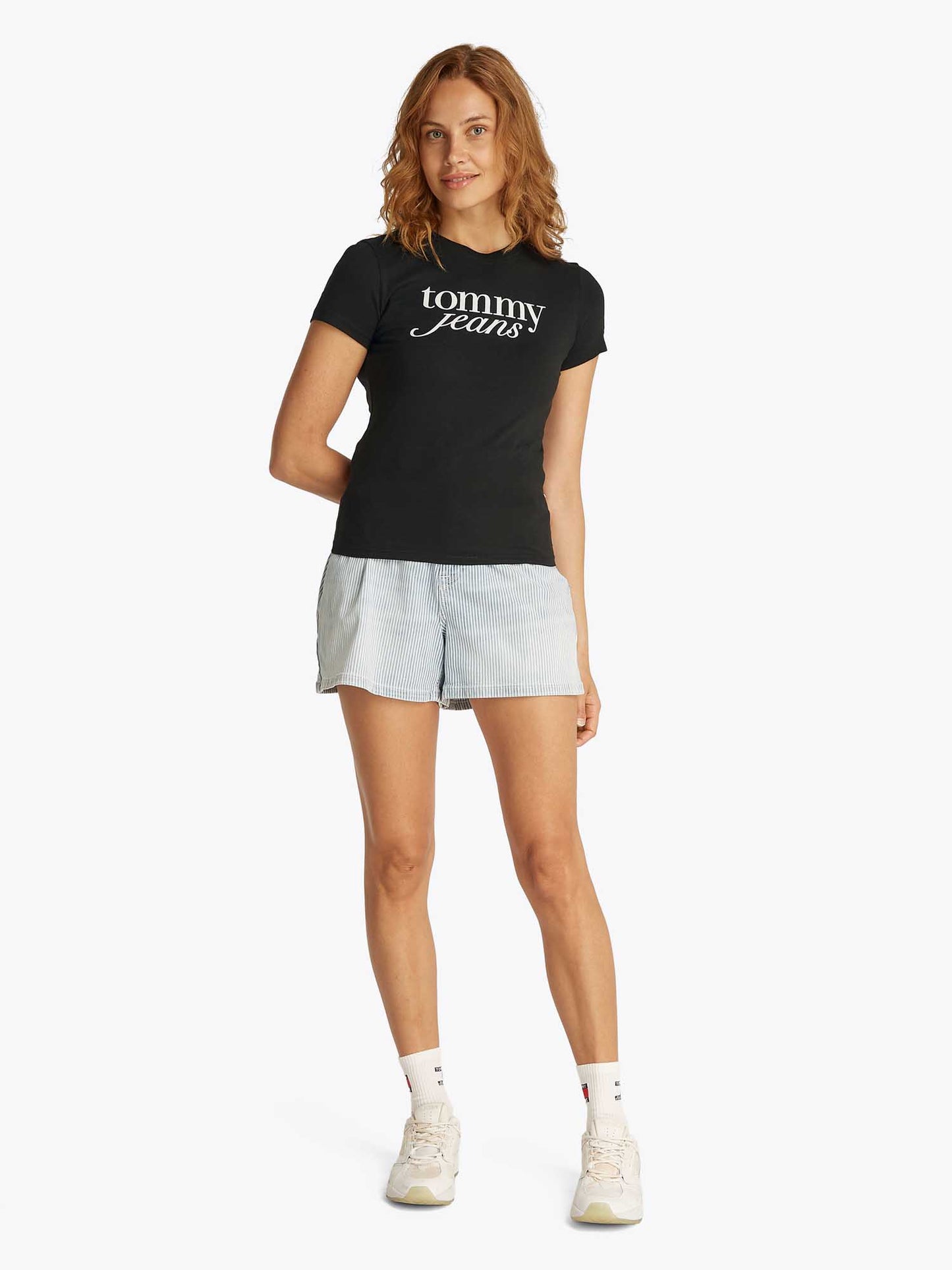 T-SHIRT SLIM ESSENTIAL TOMMY JEANS DONNA NERO