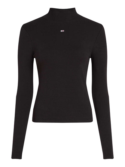 MAGLIA A COSTINE E MANICHE LUNGHE TOMMY JEANS DA DONNA NERO