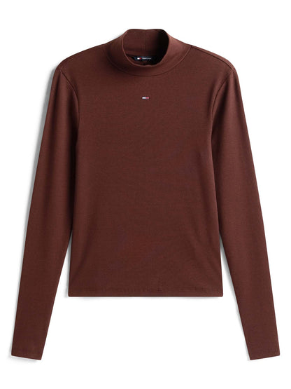 MAGLIA A COSTINE E MANICHE LUNGHE TOMMY JEANS DA DONNA MARRONE