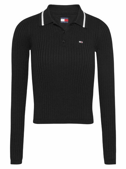 MAGLIONCINO POLO A COSTE TOMMY HILFIGER DA DONNA NERO