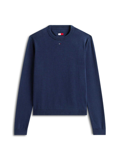 Pullover leggero blu Tommy Jeans da donna con bandierina ricamata