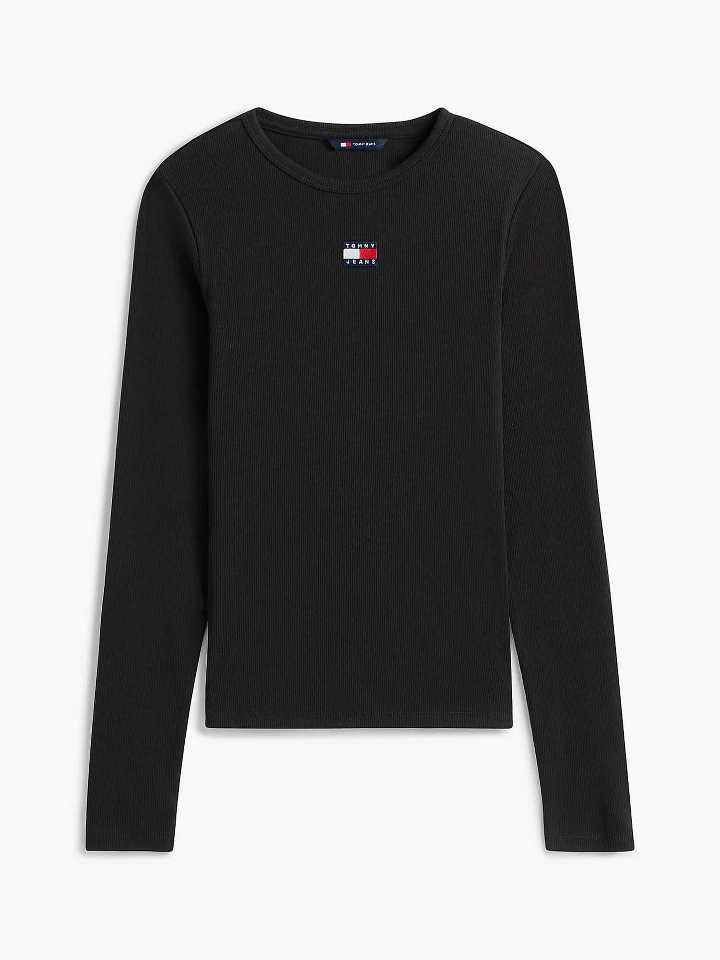 Maglia a maniche lunghe Tommy Jeans slim da donna nera con logo