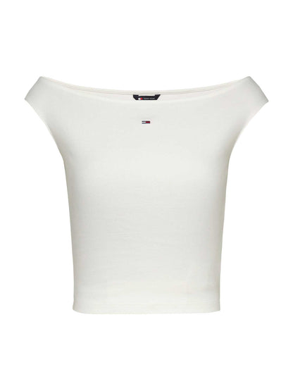 T-SHIRT SCOLLA A BARCA TOMMY JEANS DONNA BIANCO