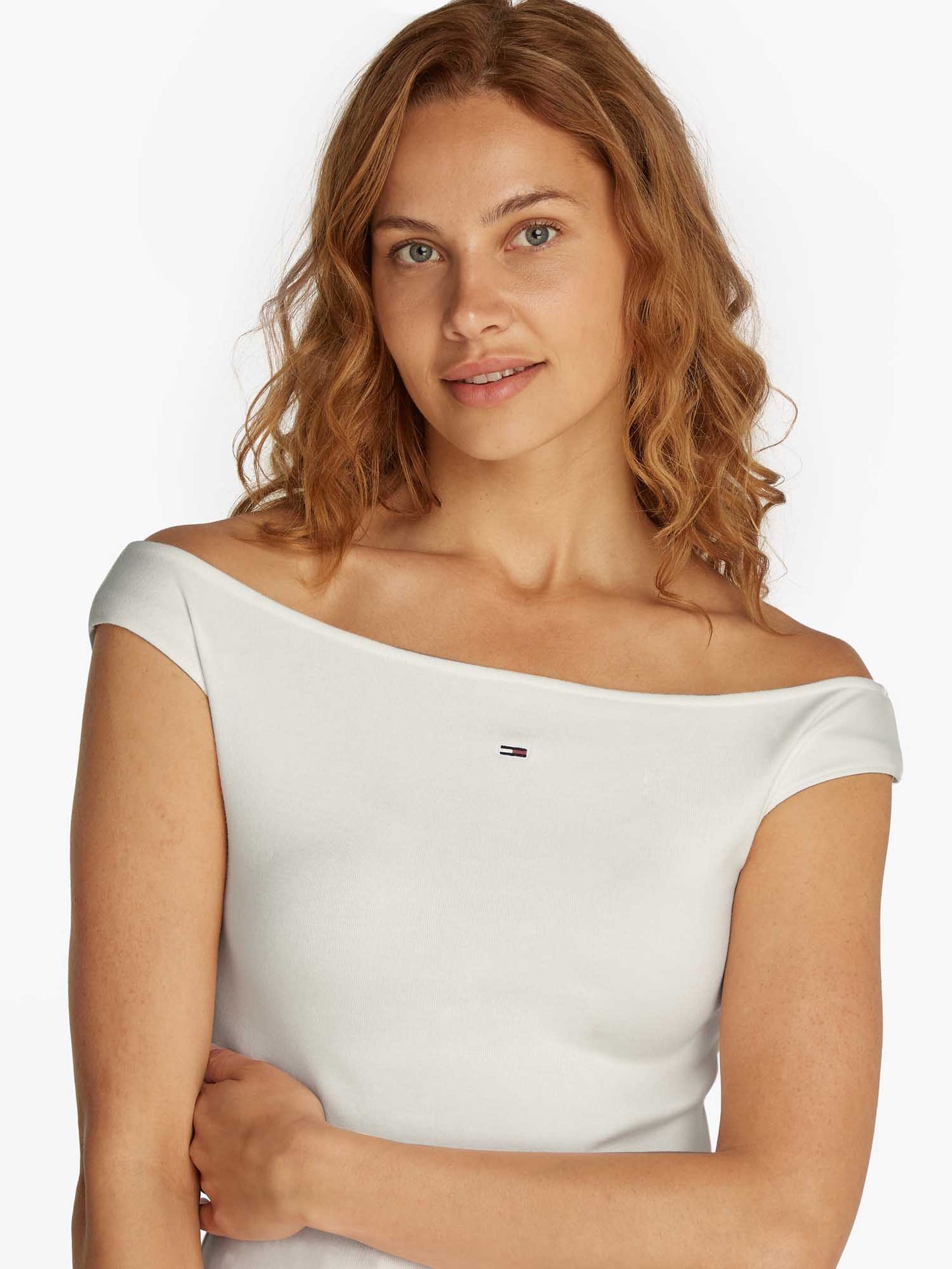 T-SHIRT SCOLLA A BARCA TOMMY JEANS DONNA BIANCO