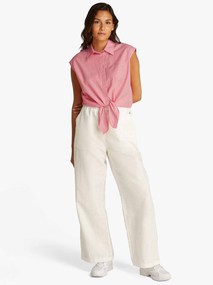 CAMICIA CROP IN POPILENE TOMMY JEANS DONNA CORALLO