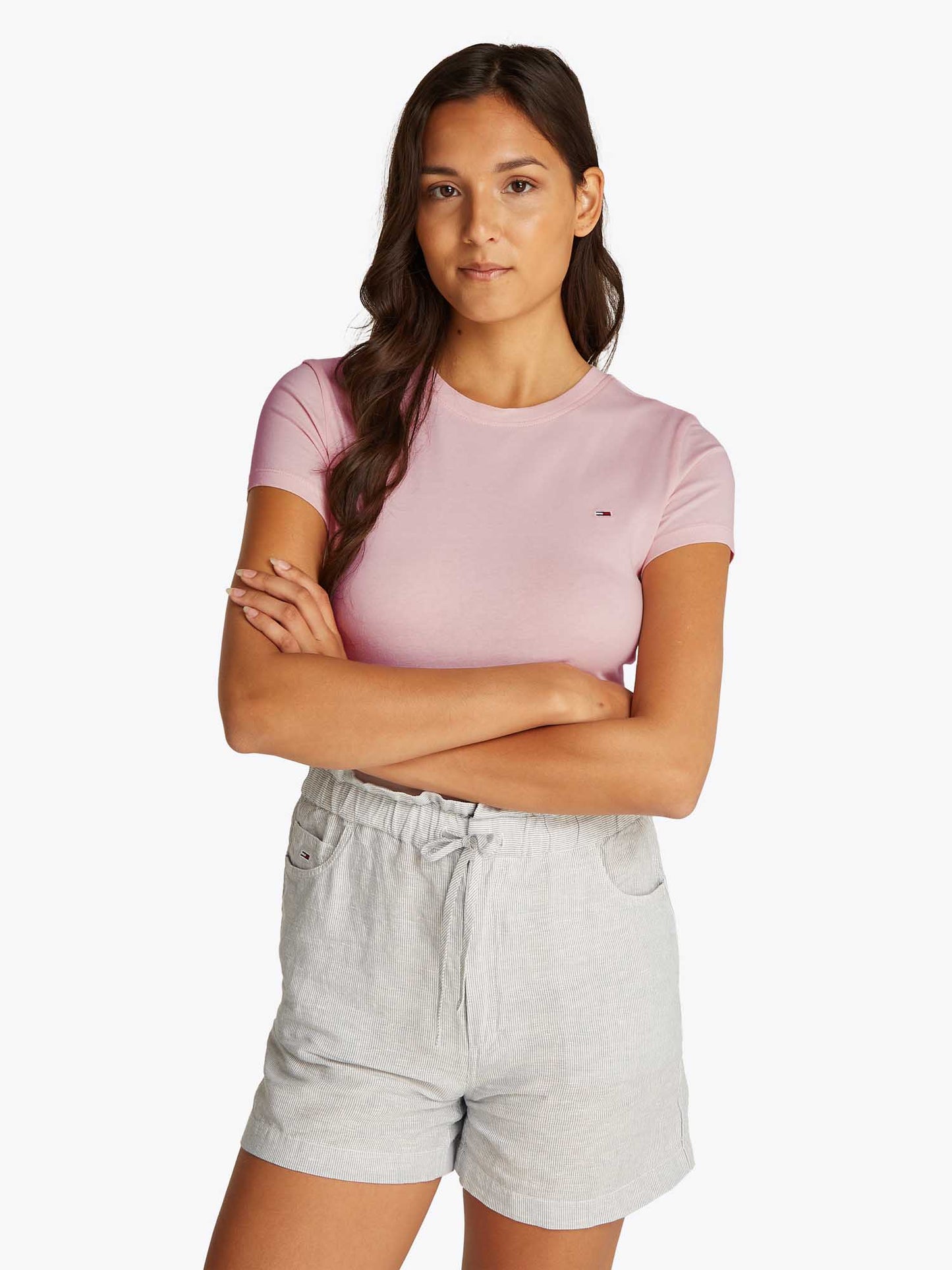 T-SHIRT SLIM C-NECK TOMMY JEANS DONNA ROSA